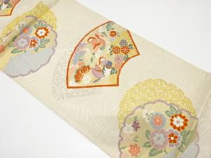 扇面に雪輪・花鳥模様織り出し袋帯